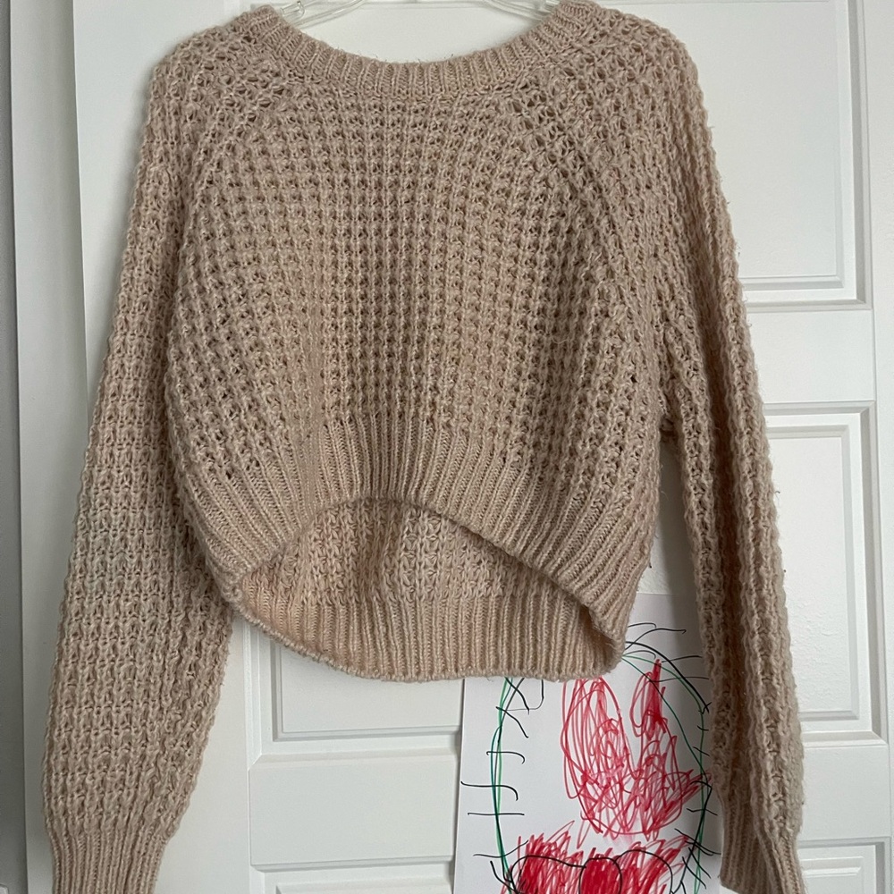Garage Tan Crew Neck Chunky Knit Sweater